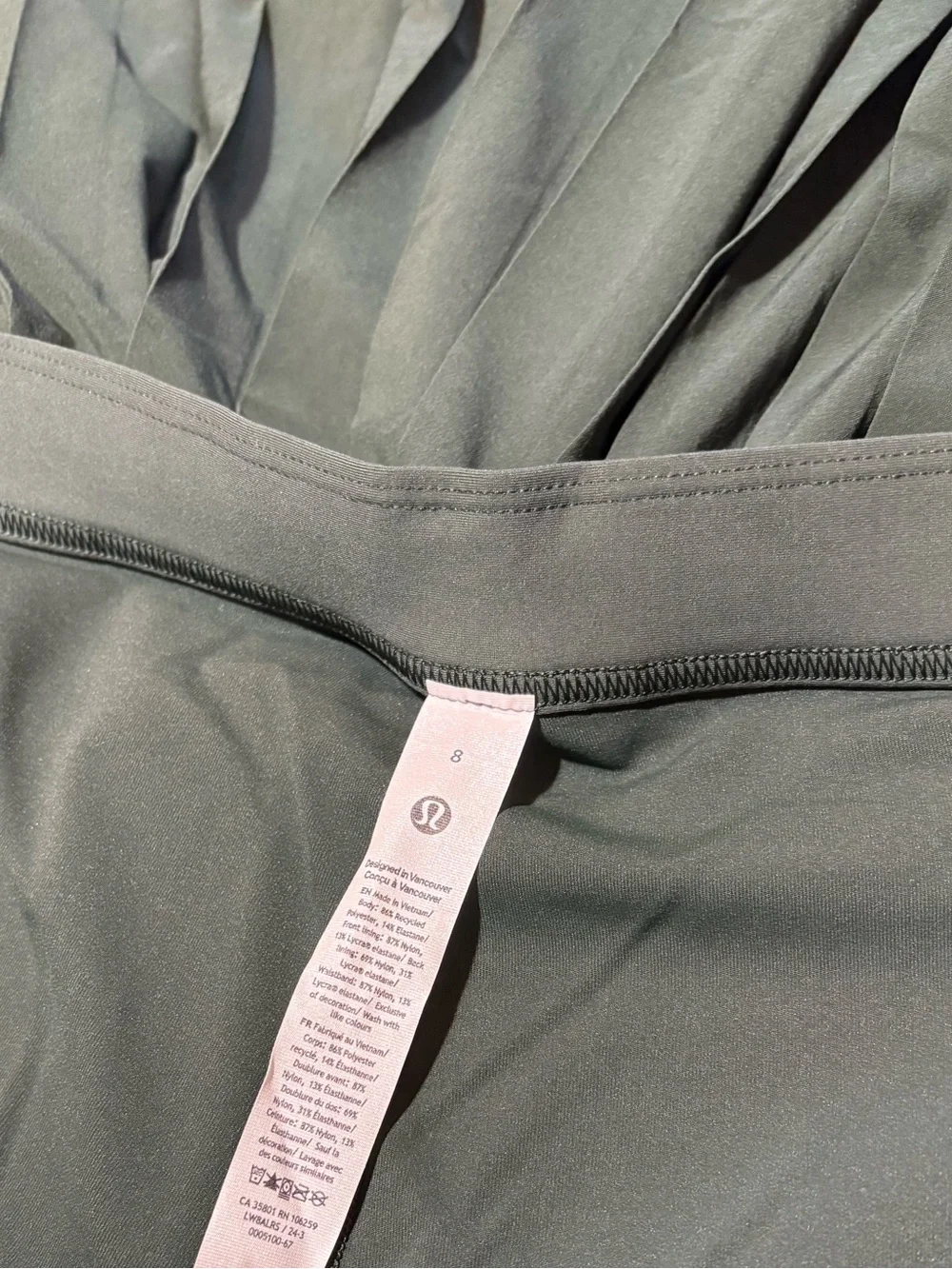 NWT lululemon legacy green high rise pleated tennis skirt size 8